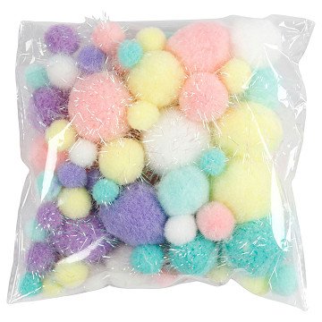 Pompons Pastellfarben, 62gr.