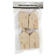 Paper mache houses, 4 pcs.