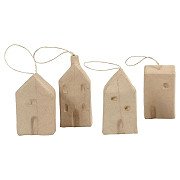 Papiermache houses, 4 pcs.