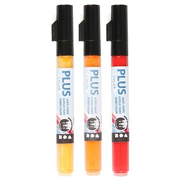 Plus Color Paint Markers - Ockergelb, Orange, Dunkelrot