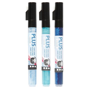 Plus Color Paint Markers - Sky Blue, Navy Blue, Turquoise