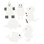 Embroidery figures Animals and Robots, 18 pcs.