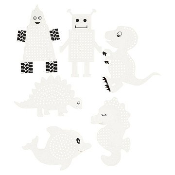 Stickfiguren Tiere und Roboter, 18 Stk.