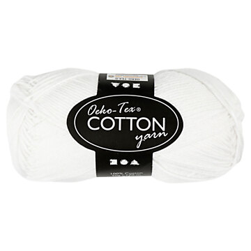 Cotton yarn, White, 50gr, 170m