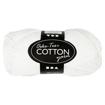 Cotton yarn, White, 50gr, 170m