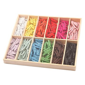 Mini Clothes Pegs Colored, 12x24pcs.