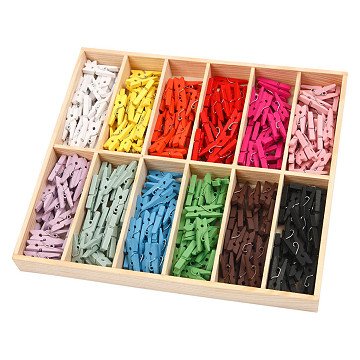Mini Clothes Pegs Colored, 12x24pcs.