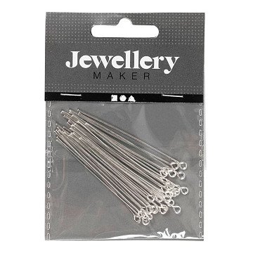 Head pins Silver plated 50 mm, 30 pcs.