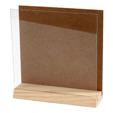 3D-Platte aus Holz mit Glas, 15x15cm