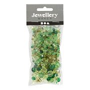 Facet Beads Mix Green Glitter, 45 grams