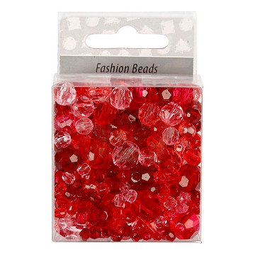 Faceted Beads Mix Red Harmony, 45 grams