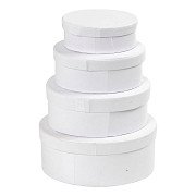 Oval Boxes White with Lid, 4 pcs.