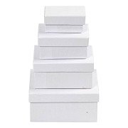 Rectangular Boxes White with Lid, 4 pcs.