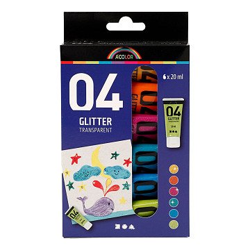Children's Acrylic Paint Glitter Color, 6x20ml