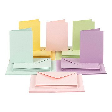Cards and Envelopes Pastel Colors, 50 Sets