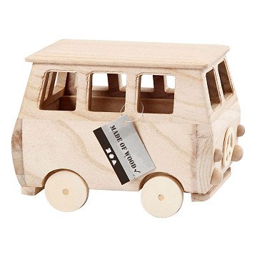 Wooden Mini Bus, 17x10x13cm