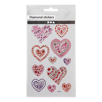 Diamond Stickers Hearts, 1 Sheet
