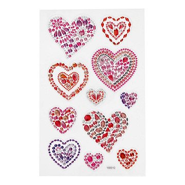 Diamond Stickers Hearts, 1 Sheet