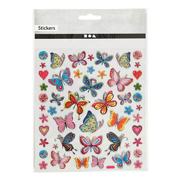 Stickers Flowers and Butterflies, 1 Sheet