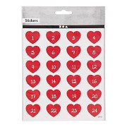 Stickers Heart with Number, 1 Sheet