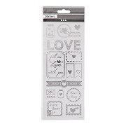 Stickers Silver Love, 1 Sheet