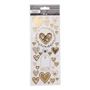 Stickers Gold Hearts, 1 Sheet