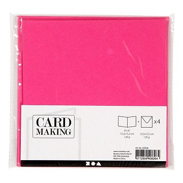 Cards and Envelopes Dark Pink, 4 pcs.