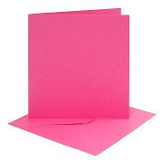 Kaarten en Enveloppen Donker Roze, 4st.