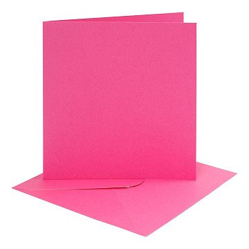 Kaarten en Enveloppen Donker Roze, 4st.