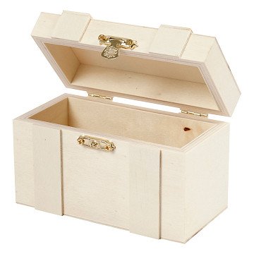 Wooden Treasure Chest, 12.5x7.5x6cm