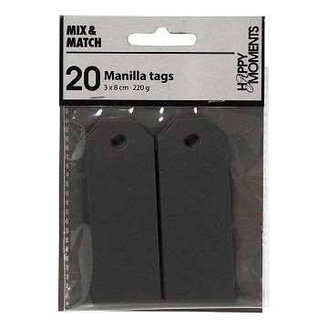 Manila-Etiketten Schwarz, 20 Stk.