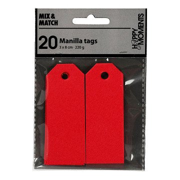 Manilla Labels Rood, 20st.