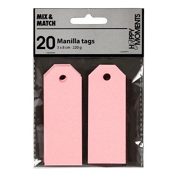 Manilla Labels Lichtrood, 20st.