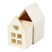 Wooden House with Drawer, 10.8cm