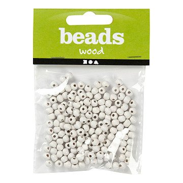 Wooden Beads White, 150pcs.