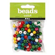 Houten Kralen Diverse Kleuren, 70st.