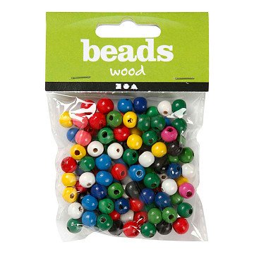 Wooden Beads Various Colors, 150pcs.