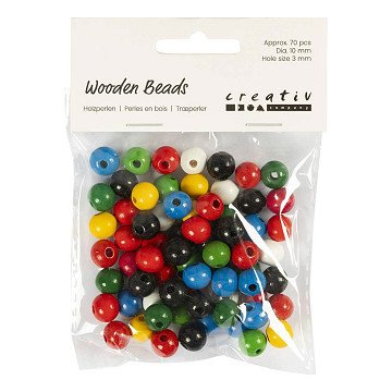 Wooden Beads, Various Colors, 70 pcs.