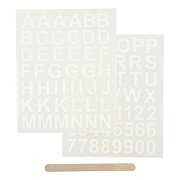 Rub-On Stickers Letters and Numbers White, 2 Sheets