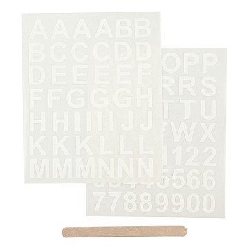 Rub-On Stickers Letters and Numbers White, 2 Sheets