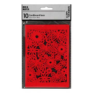 Patterned cardboard Red, 10 pcs.