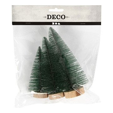 Christmas Trees Various with Wooden Stand, 3 pcs.