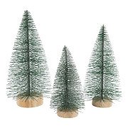 Christmas Trees Various with Wooden Stand, 3 pcs.