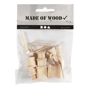 Small Wooden Accessories for Decoration Set, 13pcs.