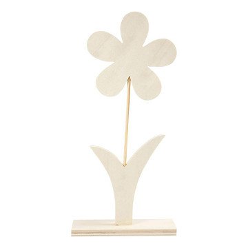 Houten Bloem met Voet, 26cm