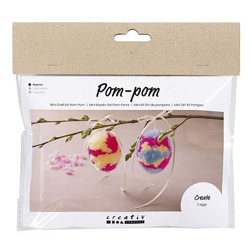 Mini-Hobby-Set Pompom-Ei, 2-tlg.