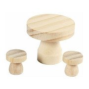 Mini-Möbelset aus Holz, 3-teilig.