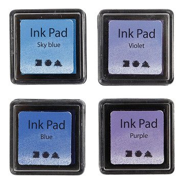 Stamp Ink Blue Shades/Purple, 4 pcs.