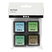 Stamp ink Green Shades/Olive/Aqua, 4 pcs.