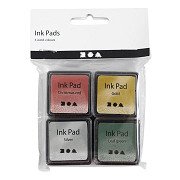 Stamp ink Gold/Lime Green/Christmas Red/Silver, 4 pcs.
